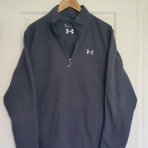 Under Armour Cold Gear Loose Gray Waffle Fleece 1/4 Zip Pullover XL